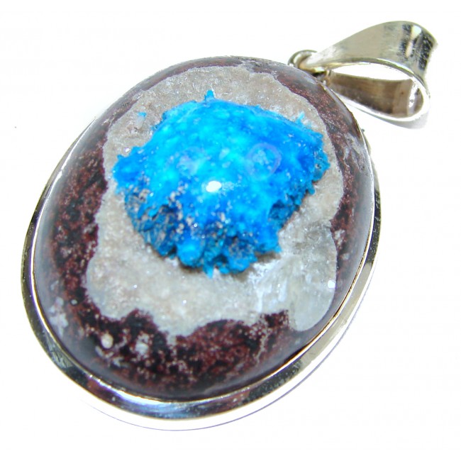 Real Turquoise immerssed in rock .925 Sterling Silver handcrafted Pendant