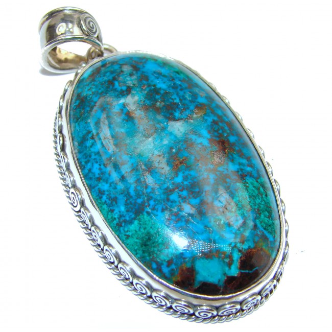 Huge Parrots Wing's Green Chrysocolla .925 Sterling Silver Pendant