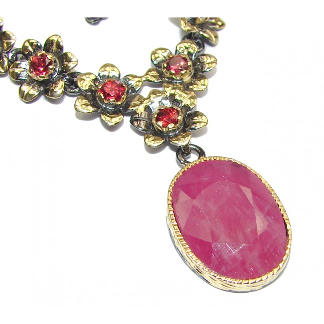 Genuine Ruby 18K Gold over .925 Sterling Silver handcrafted necklace