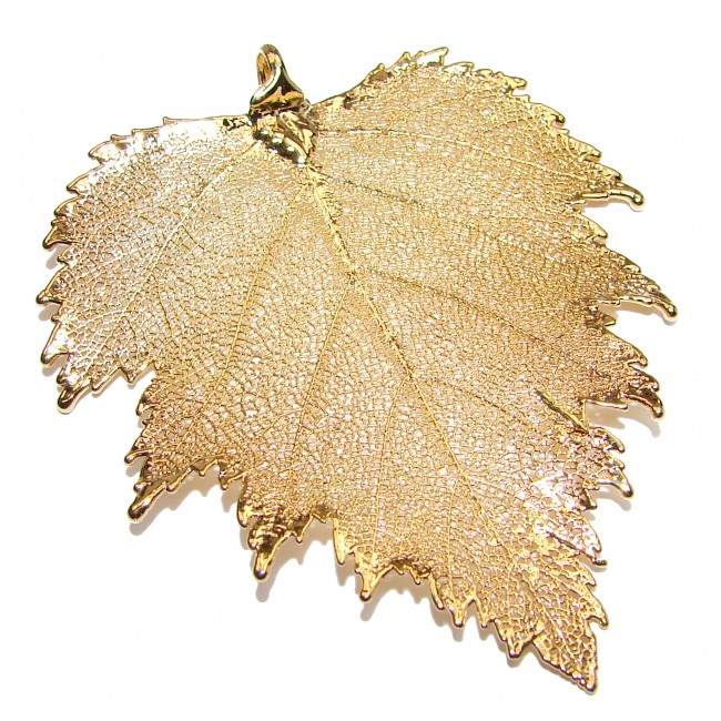 Huge Stylish Deeped In Copper Leaf & .925 Sterling Silver Pendant
