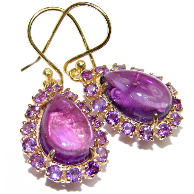 Authentic Amethyst 18K Gold over .925 Sterling Silver handmade earrings