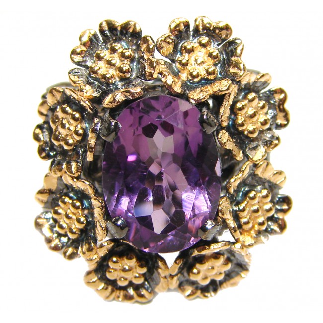 Spectacular 35ct genuine Amethyst .925 Sterling Silver handcrafted Ring size 6 1/4