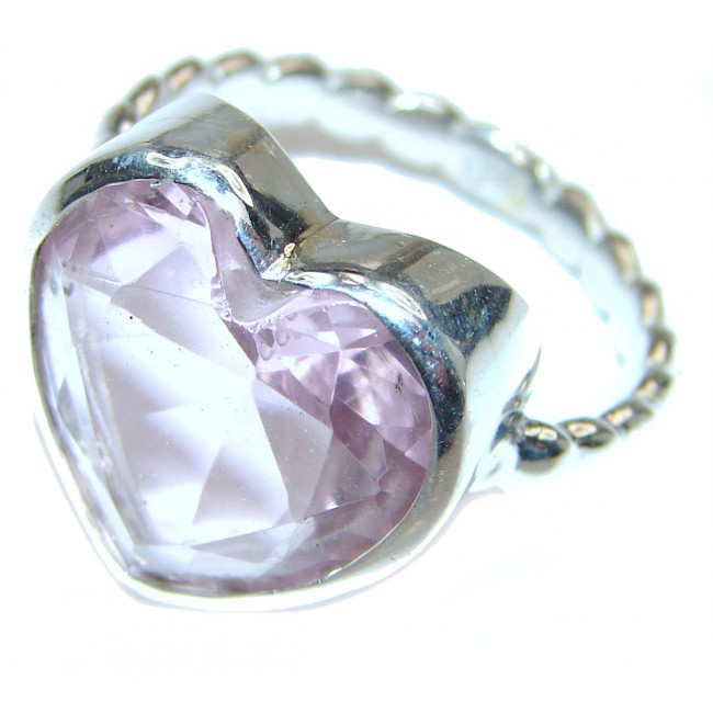 Pink Quartz oxidized .925 Sterling Silver handcrafted ring size 8