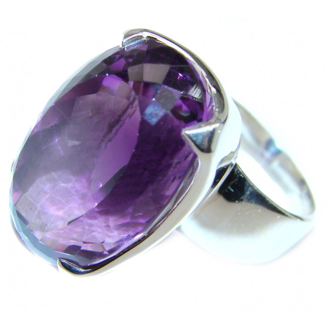 Spectacular Oval cut genuine Amethyst .925 Sterling Silver handcrafted Ring size 8