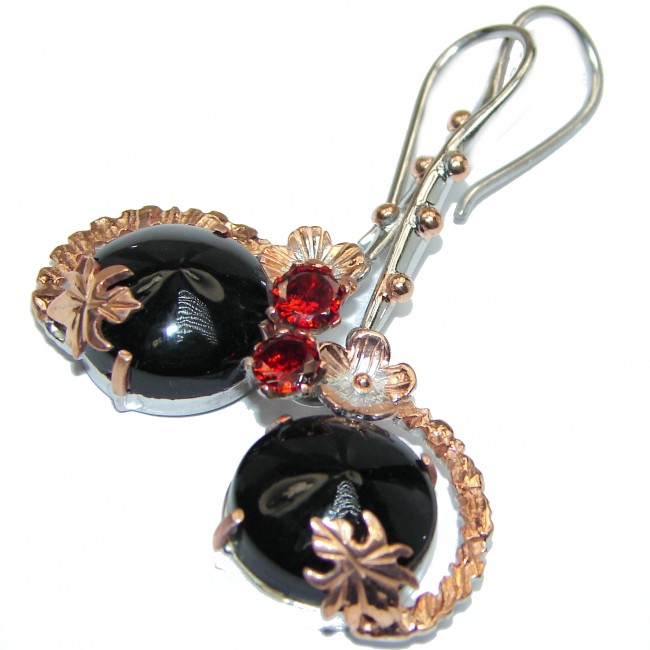 Just Perfect Black Onyx 18K Gold over.925 Sterling Silver HANDCRAFTED earrings