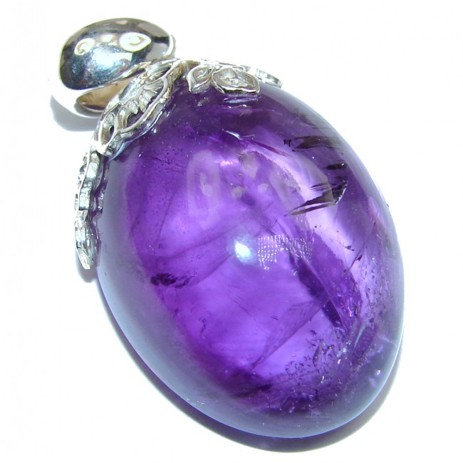 Huge Top Quality Natural 92 ct Amethyst .925 Sterling Silver handmade Pendant