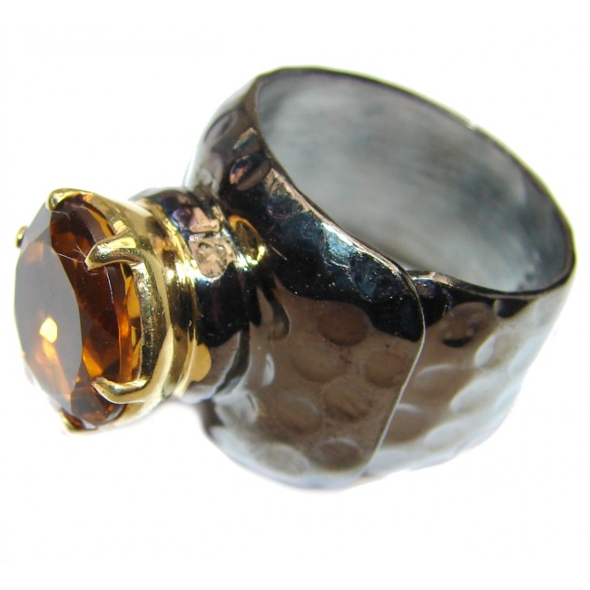 Genuine Smoky Topaz .925 Sterling Silver handcrafted Statement Ring size 7