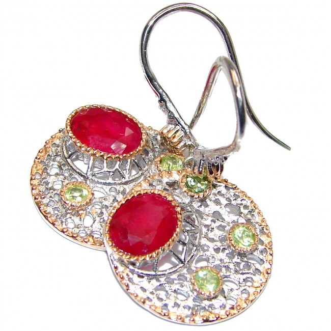 Authentic Ruby 24K Gold .925 Sterling Silver handmade earrings
