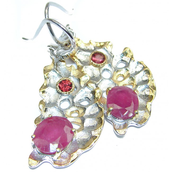 Authentic Ruby 18K Gold .925 Sterling Silver handmade earrings