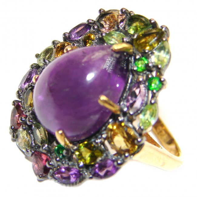 Natural Amethyst 18K Gold over .925 Sterling Silver handmade ring s. 7