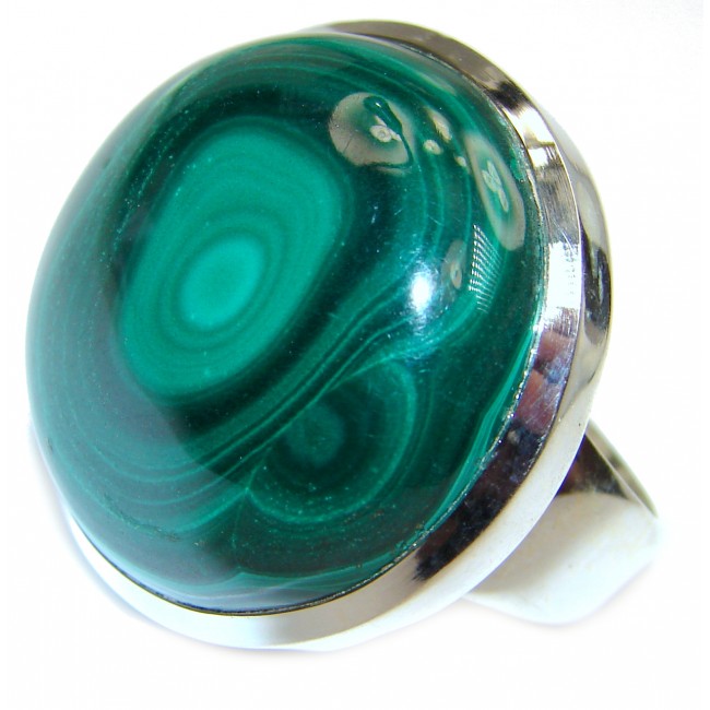 Natural Sublime quality Malachite .925 Sterling Silver handcrafted ring size 8 1/2