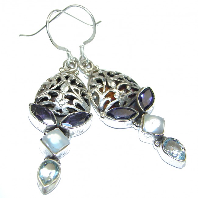 Blue Iolite .925 Sterling Silver handmade earrings