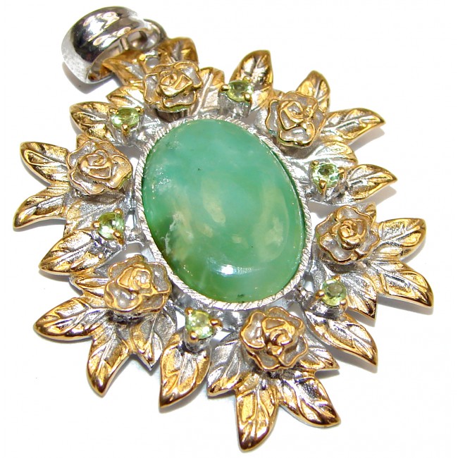 Great Beauty Chrysoprase 18K Gold over .925 Sterling Silver handcrafted Pendant