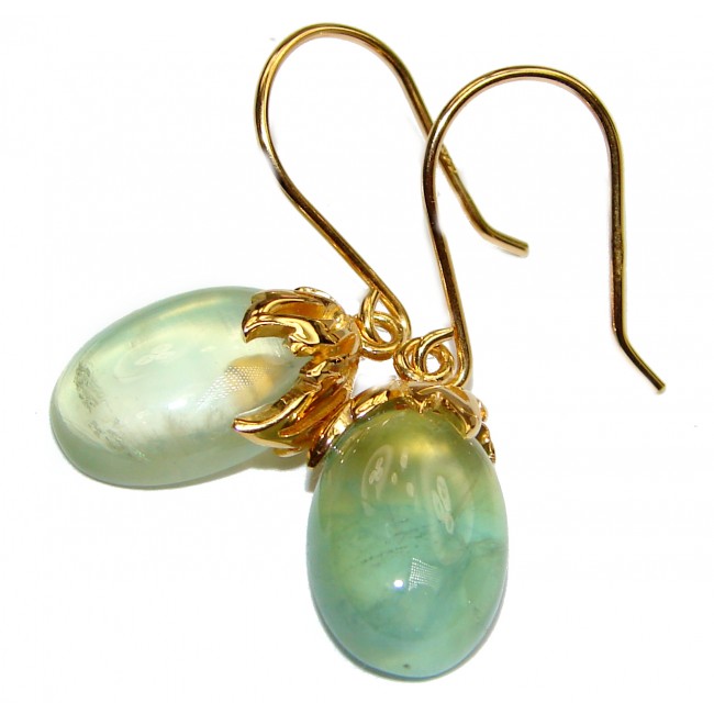 Authentic Moss Prehnite 18K Gold over .925 Sterling Silver handmade earrings
