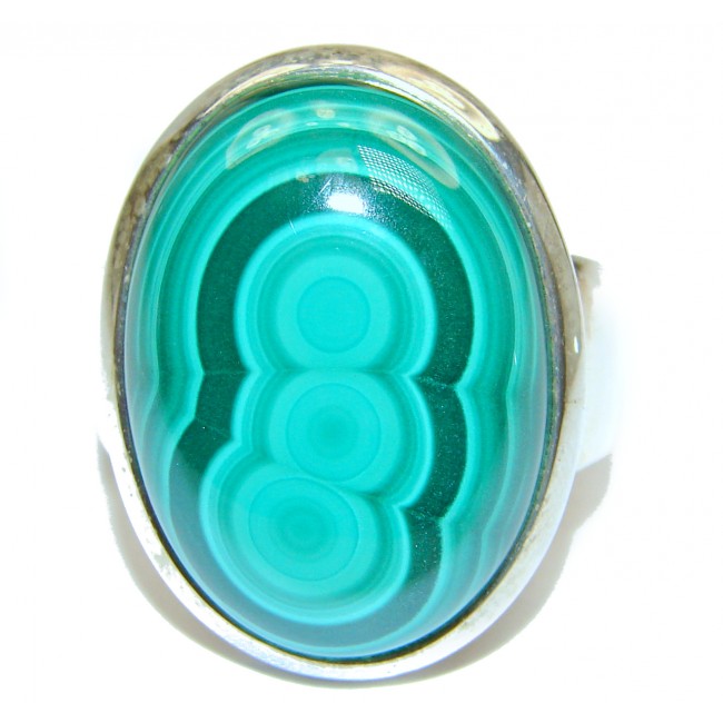 Natural Sublime quality Malachite .925 Sterling Silver handcrafted ring size 8