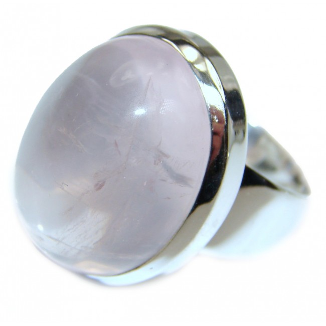 Genuine Rose Quartz .925 Sterling Silver handcrafted ring size 7