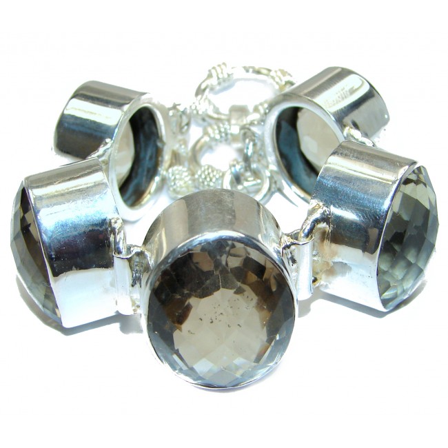 LARGE Get Glowing CHAMPAGNE Quartz .925 Sterling Silver handcrafted Bracelet