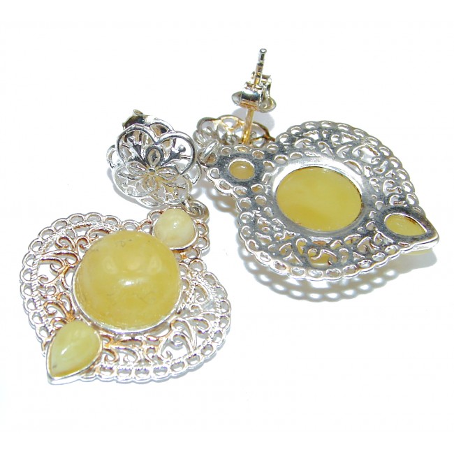 Exclusive Butterscotch Polish Amber .925 Sterling Silver handmade Earrings