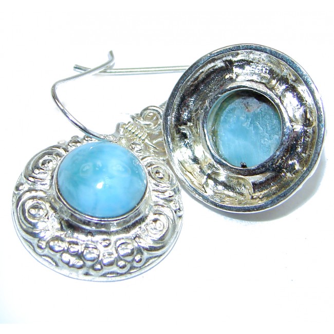 Sublime genuine Blue Larimar .925 Sterling Silver handmade earrings