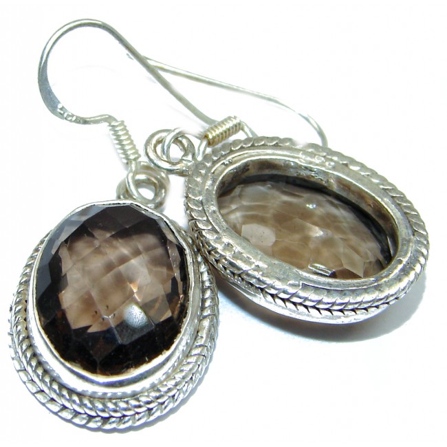 Authentic Smoky Topaz .925 Sterling Silver handmade earrings