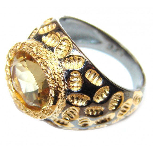 Vintage Style 12ct Natural Citrine 18ct Gold over .925 Sterling Silver handcrafted Ring s. 6