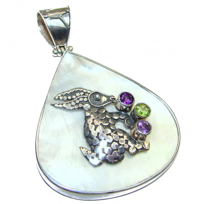 Rabbit Huge Great Blister Pearl .925 Sterling Silver handcrafted pendant