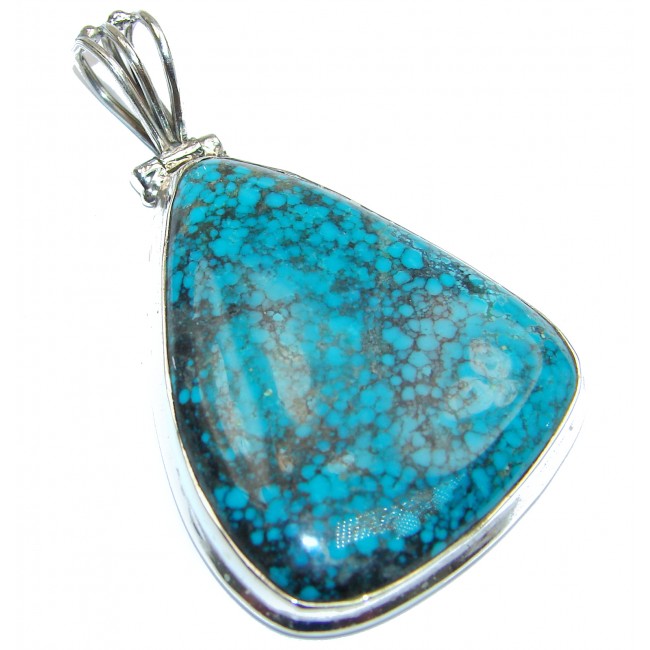 Exquisite Black Spider Web Turquoise .925 Sterling Silver handmade Pendant