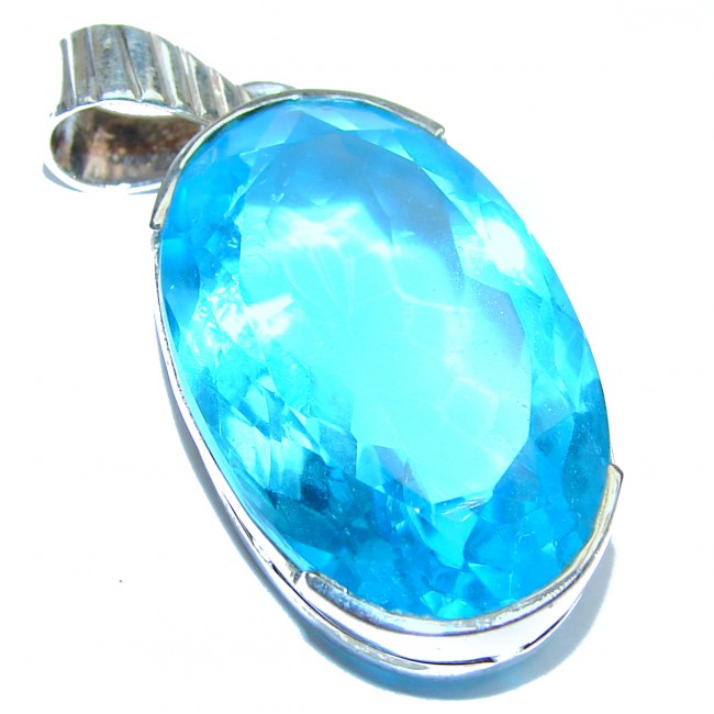 Large Electric Blue Quartz .925 Sterling Silver pendant