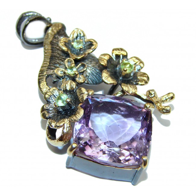 Genuine Amethyst 18K Gold over .925 Sterling Silver handcrafted pendant