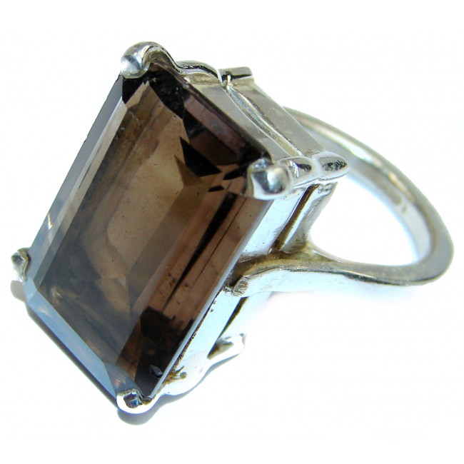 Authentic Smoky Topaz .925 Sterling Silver handcrafted ring; s. 7 3/4