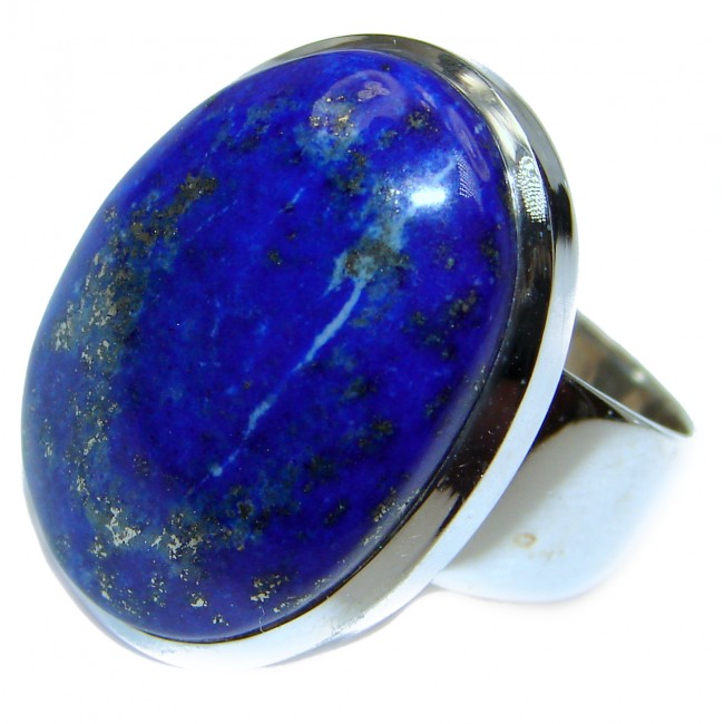 Large Natural Lapis Lazuli .925 Sterling Silver handcrafted ring size 9