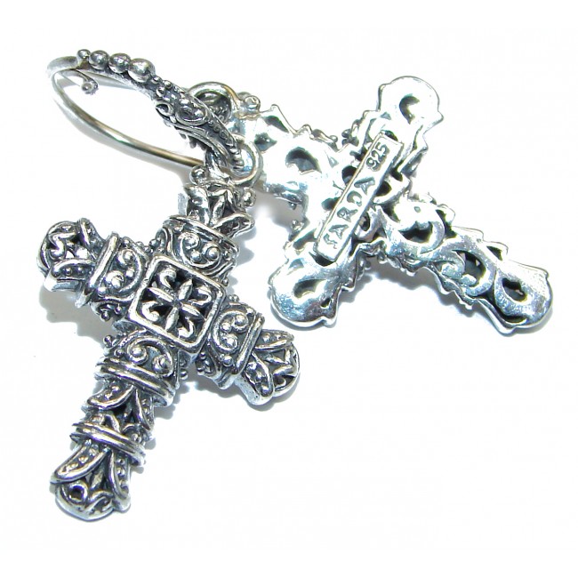 Holy Cross .925 Sterling Silver Bali handmade earrings