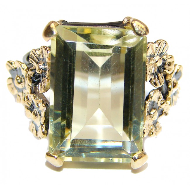 Vintage Style Natural Citrine 14K Gold over .925 Sterling Silver handcrafted Ring s. 7 3/4