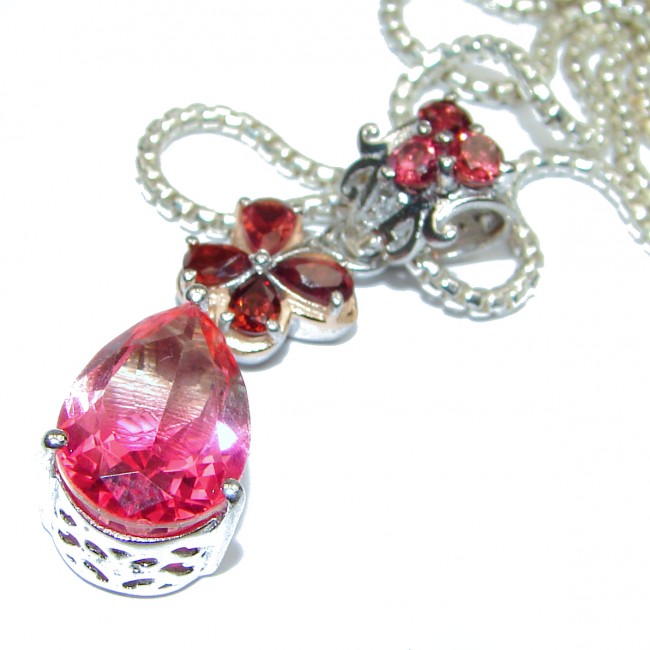 Posh Pink Tourmlaine .925 Sterling Silver handmade Necklace