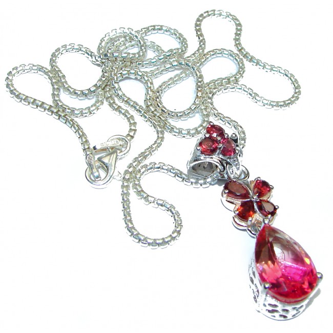 Posh Pink Tourmlaine .925 Sterling Silver handmade Necklace
