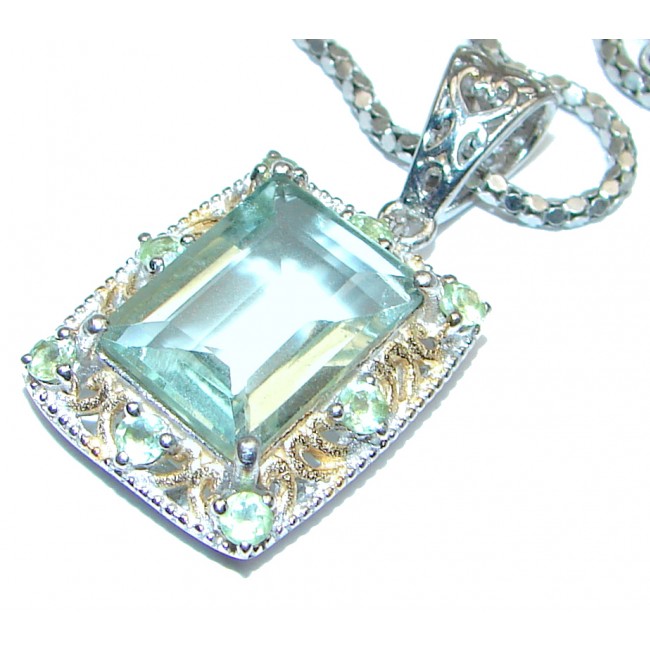 Fancy Style Green Amethyst .925 Sterling Silver necklace