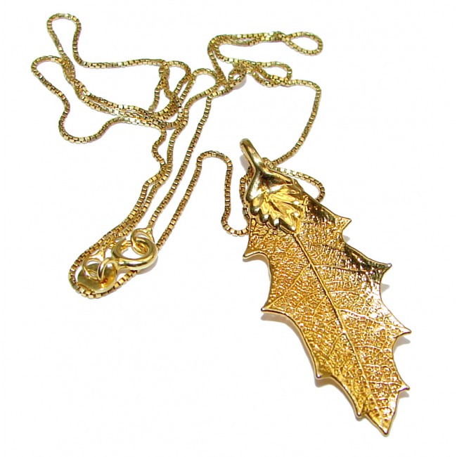 Leaf Deep In Gold over .925 Sterling Silver necklace