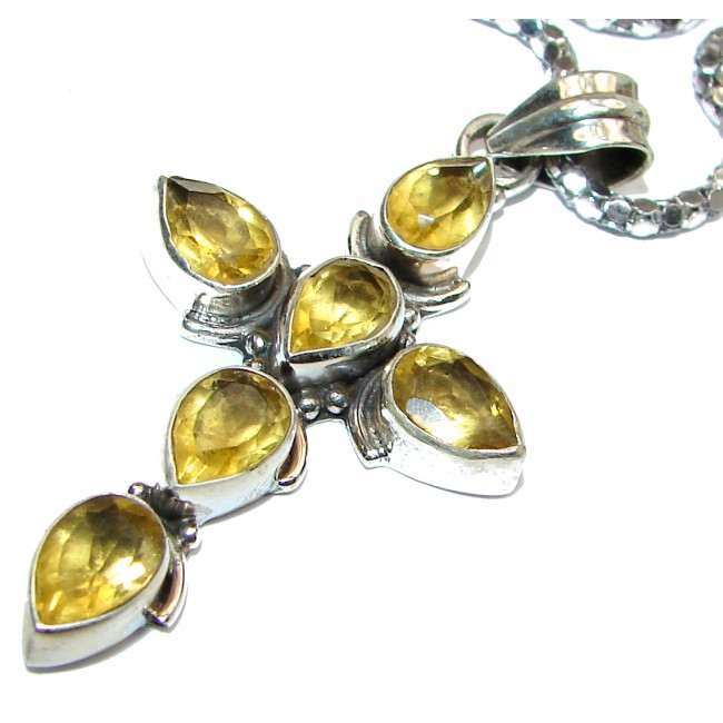 Cross authentic Citrine .925 Sterling Silver handmade Necklace