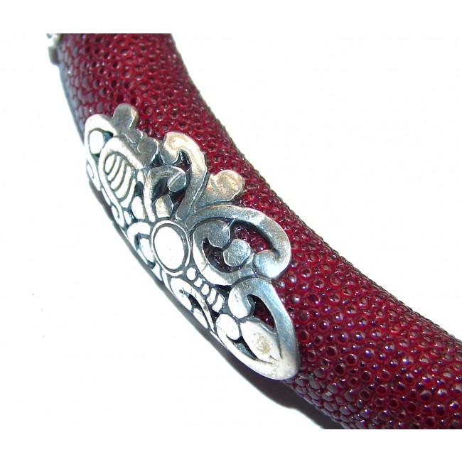.925 Sterling Silver Stingray Leather Handmade bracelet