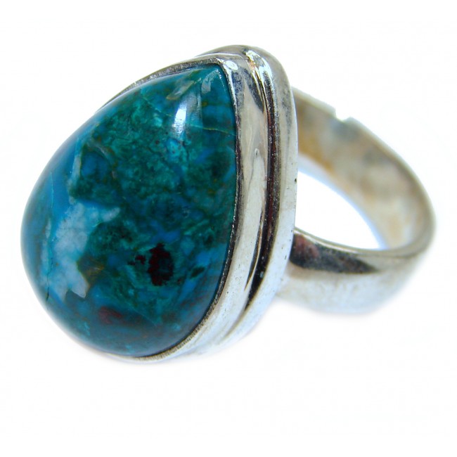 Stone Of Harmony Parrots Wing Chrysocolla .925 Sterling Silver ring s. 6 3/4