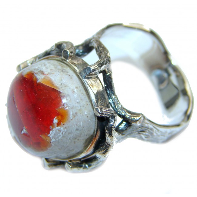 Pure Perfection Genuine Mexican Opal .925 Sterling Silver handmade Ring size 9 1/4