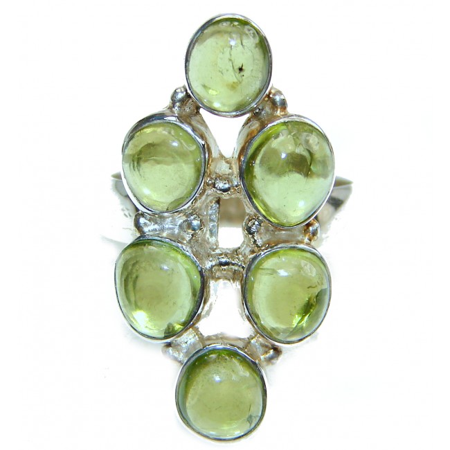 Energizing genuine Peridot .925 Sterling Silver handcrafted Ring size 7 1/4
