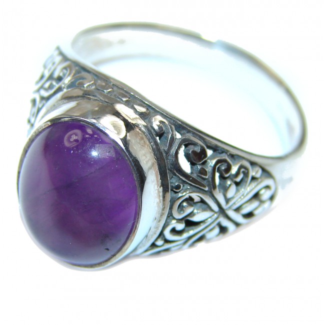 Genuine Amethyst .925 Sterling Silver handcrafted Ring size 8
