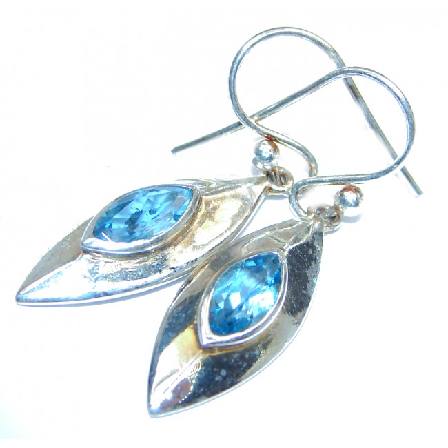 Sublime genuine Blue Topaz .925 Sterling Silver handmade earrings
