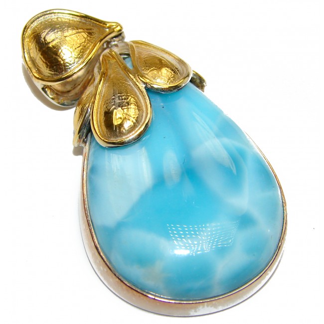 My piece of heaven Authentic Caribbean Larimar 18K Gold over .925 Sterling Silver handmade pendant