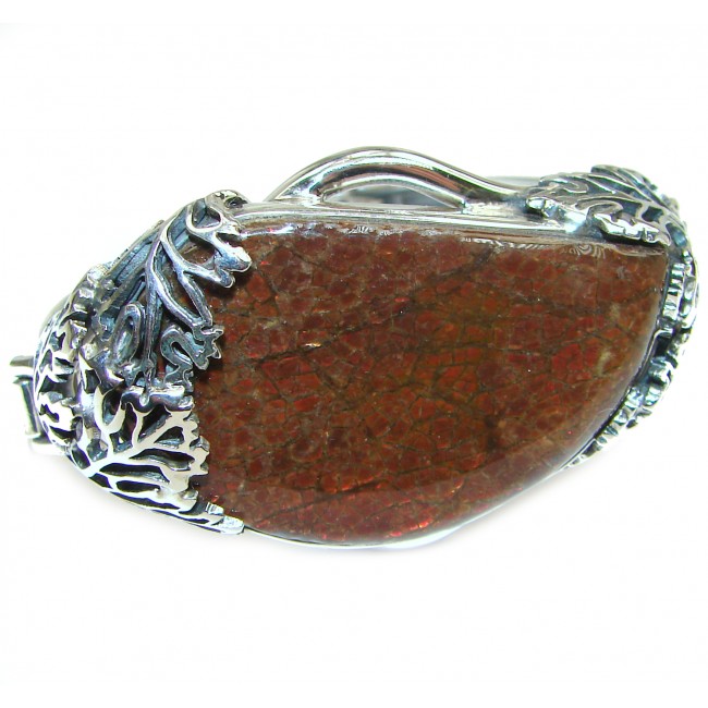One in the World Natural Ammolite .925 Ammolite Sterling Silver handcraftedv Bracelet