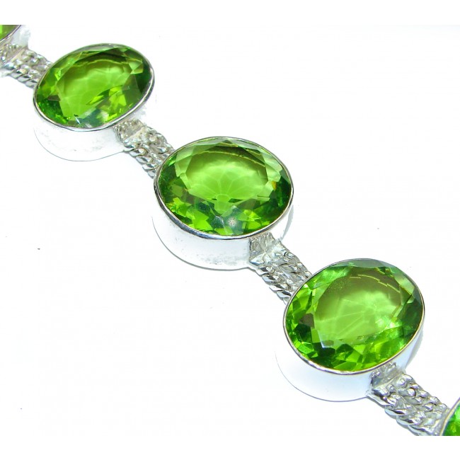 Posh Green Quartz .925 Sterling Silver handmade Bracelet