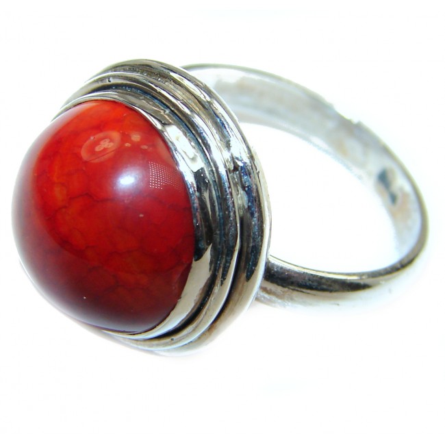 Beautiful Mexican Fire Agate Sterling Silver ring s. 8 3/4