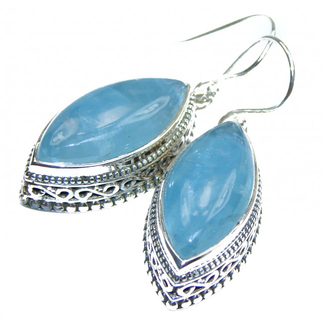 Vintage Style genuine Aquamarine .925 Sterling Silver handmade earrings