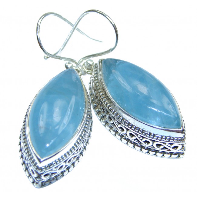 Vintage Style genuine Aquamarine .925 Sterling Silver handmade earrings